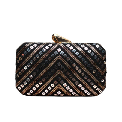 Exclusive Black Clutch with Sequence Work
