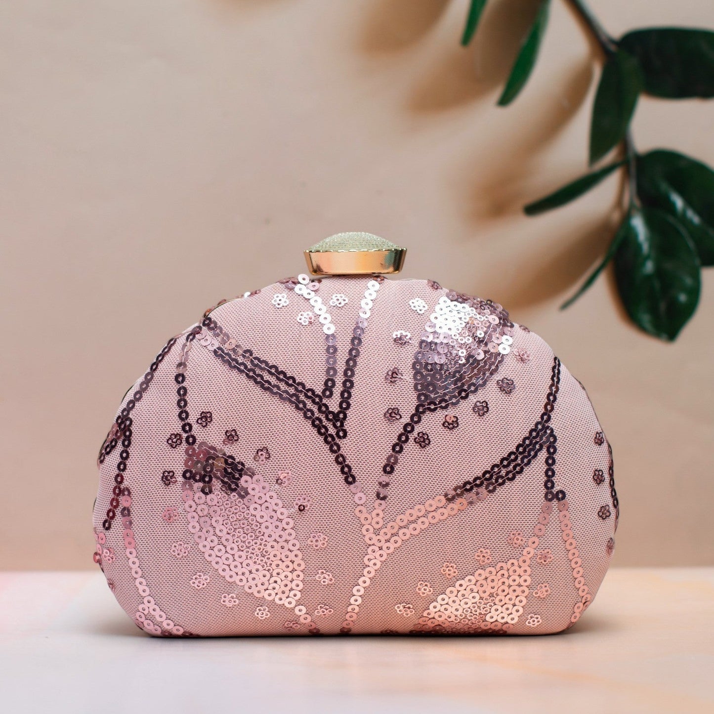 Indian Ethnic Designer Sequence Work Clutch with Unique Shape