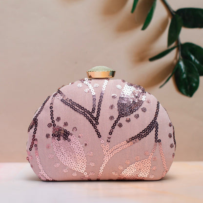 Indian Ethnic Designer Sequence Work Clutch with Unique Shape