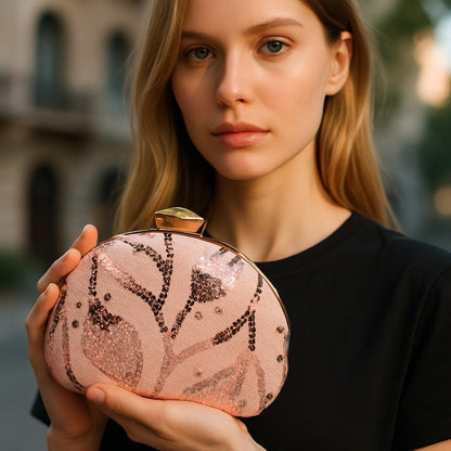 Indian Ethnic Designer Sequence Work Clutch with Unique Shape