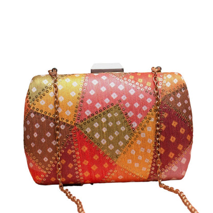 Exclusive Multicolor Bandhani Patch Work Clutch