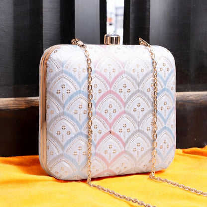 Exclusive White Chikankari Box Clutch