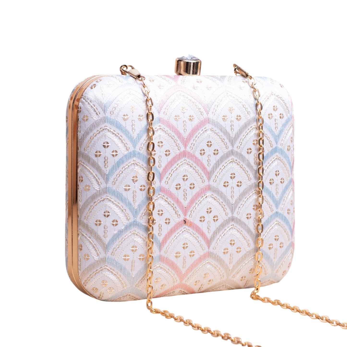 Exclusive White Chikankari Box Clutch