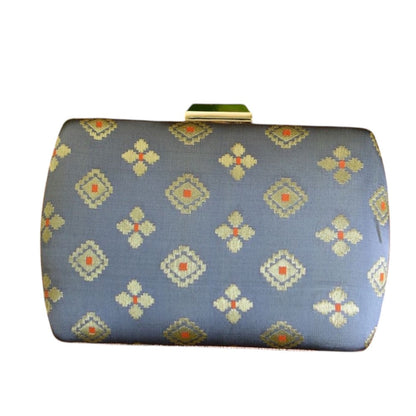 Exclusive Gray Clutch with Golden Zari Butti Design
