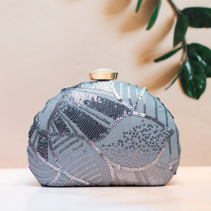 Indian Ethnic Designer Sequence Work Clutch with Unique Shape