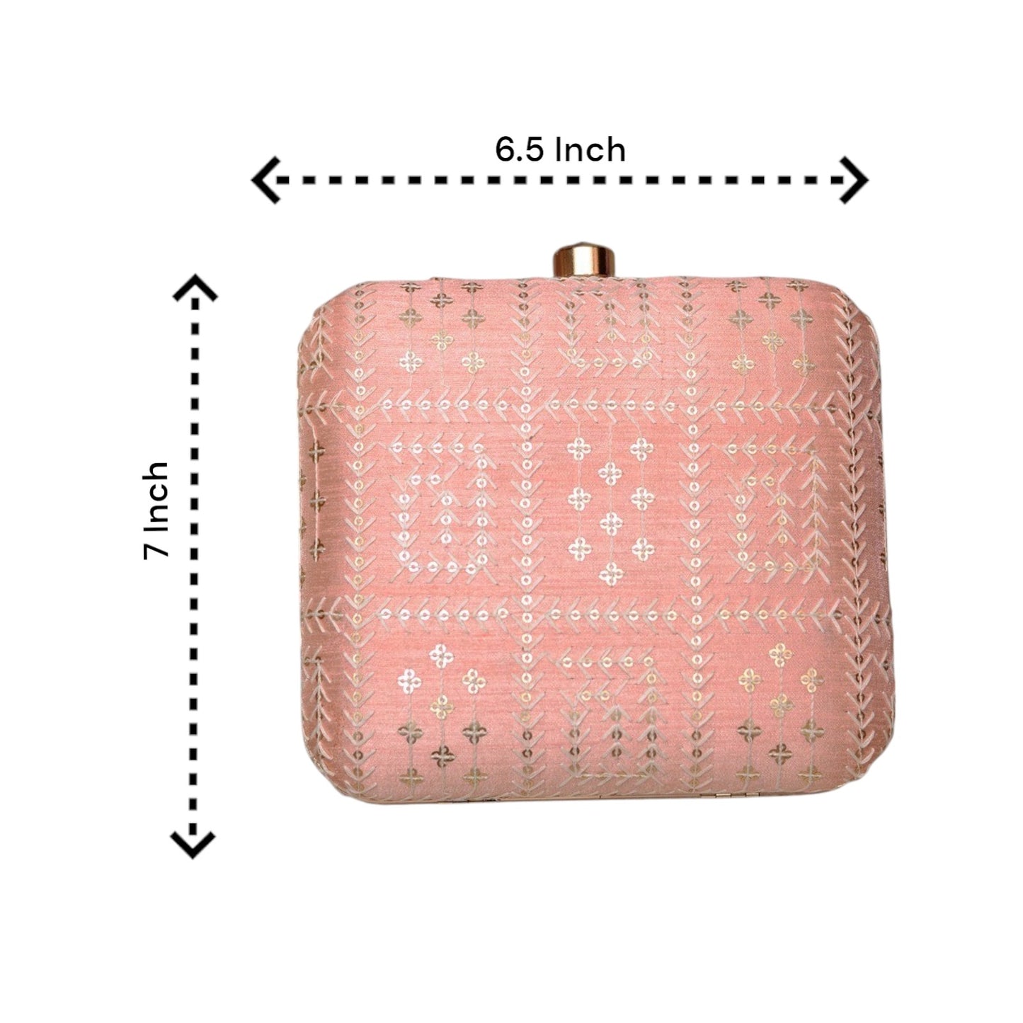 Indian Ethnic Designer Peach Clutch with Chikankari Work