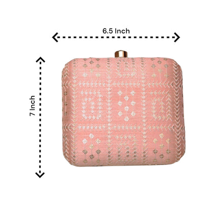 Indian Ethnic Designer Peach Clutch with Chikankari Work