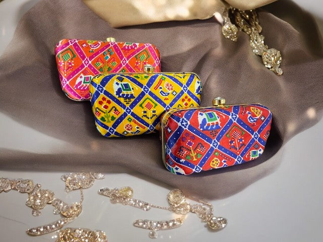 Bandhani Printed Clutches, Set of 3
