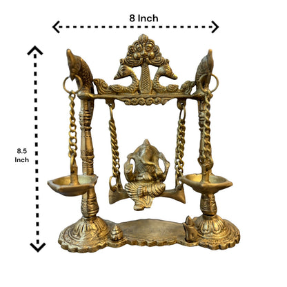 Ganesha Idol with Diyas - Dimensions