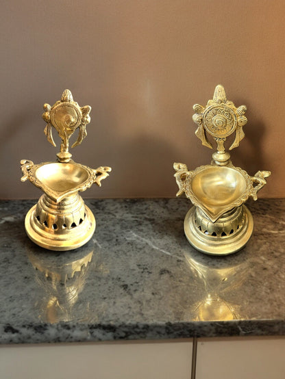 Shankh & Chakra Diya with Peacock