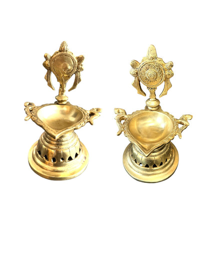 Shankh & Chakra Diya with Peacock