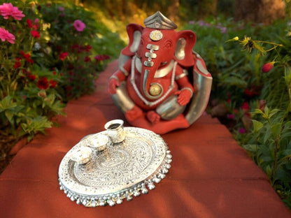Hand Engraved German Silver Pooja Thali