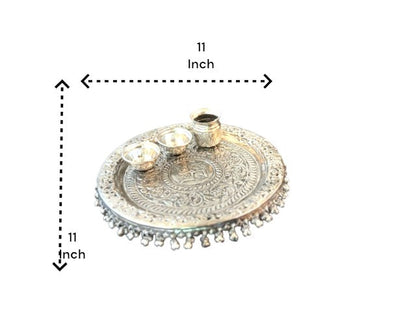 Hand Engraved German Silver Pooja Thali