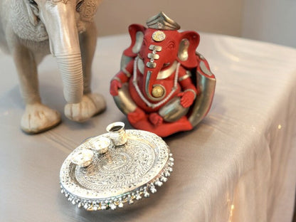 Hand Engraved German Silver Pooja Thali