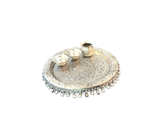 Hand Engraved German Silver Pooja Thali