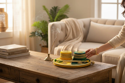 Velvet Embroidered Thali or Platter or Tray