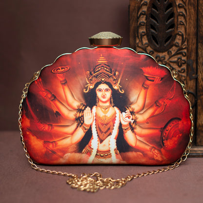 Maa Durga Printed Clutch