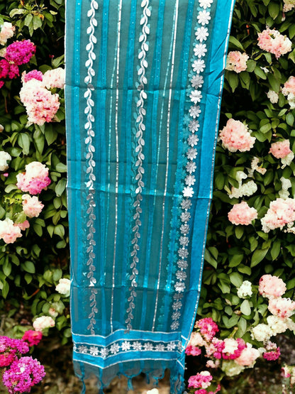 Dupatta with Silver Gota Work