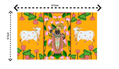 5x8 Feet Fabric Reusable Lord Krisha's Backdrop Banner for Janmashtami, Baby Shower or any Auspicious Occasions or pooja (1005)