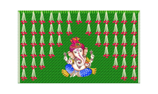 5x8 Feet Fabric Reusable Lord Ganesha Backdrop Banner for Wedding, Housewarming, Any ausipious occaions or pooja (1022)