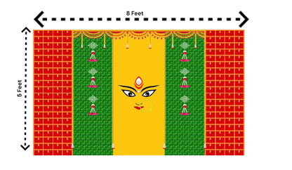 5x8 Feet Durga Fabric Reusable Backdrop Banner for Durga Pooja/Navratri (1032)