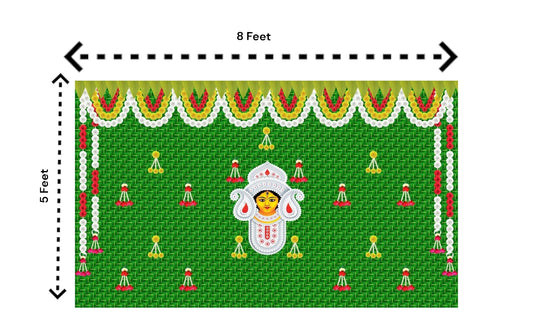 5x8 Feet Durga Fabric Reusable Backdrop Banner for Durga Pooja/Navratri (1036)