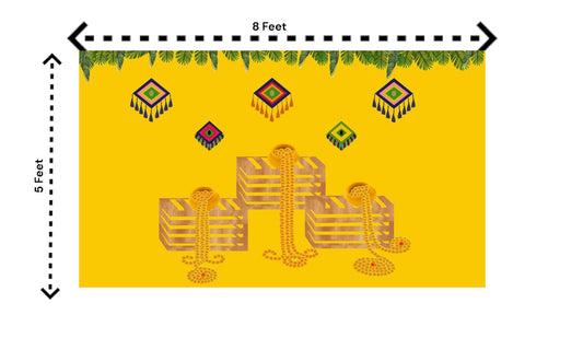 5x8 Feet Fabric Reusable Backdrop Banner for Wedding, Housewarming, any Auspicious Occasions or pooja (1082)