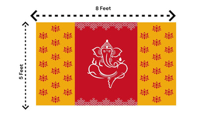 5x8 Feet Fabric Reusable Lord Ganesha Backdrop Banner for Wedding, Housewarming, Any ausipious occaions or pooja (1102)