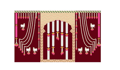 Traditional Pichwai Backdrop for Diwali, Wedding, Housewarming - 5 x 8 Feet Fabric Backdrop (1119)