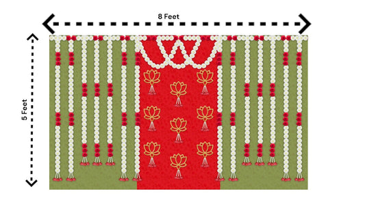 5x8 Feet Fabric Reusable Backdrop Banner for Wedding, Seemantham Ceremony, Housewarming, any Auspicious Occasions or pooja (1123)