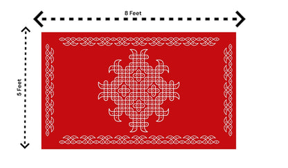5x8 Feet Fabric Reusable Muggu or Kolam Backdrop Banner for Wedding, Seemantham Ceremony, Housewarming, any Auspicious occasions or pooja (1134)