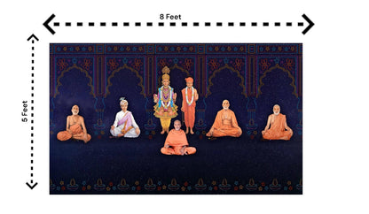 5x8 Feet BAPS Sanstha Swaminarayan Bhagwan Design Fabric Backdrop Banner for Pooja Decoration  (1172)