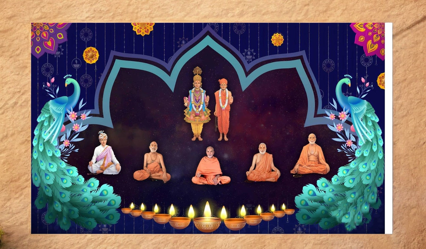 5x8 Feet BAPS Sanstha Swaminarayan Bhagwan Design Fabric Backdrop Banner for Pooja Decoration  (1174)