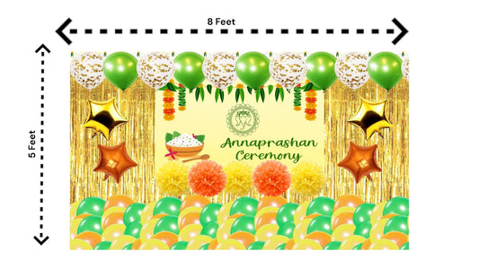 5x8 Feet Fabric Reusable Annaprashan Ceremony Backdrop Banner