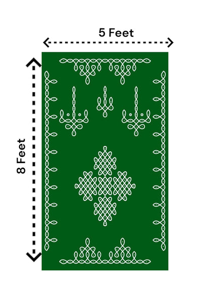 8x5 Feet Fabric Reusable Muggu or Kolam Backdrop Banner for Wedding, Housewarming, any Auspicious occasions or pooja (AS1129)