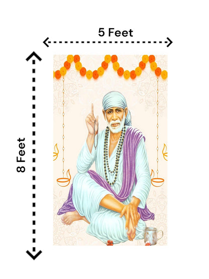 8x5 Feet Fabric Reusable Sai Baba Or Sainath Backdrop Banner for Pooja