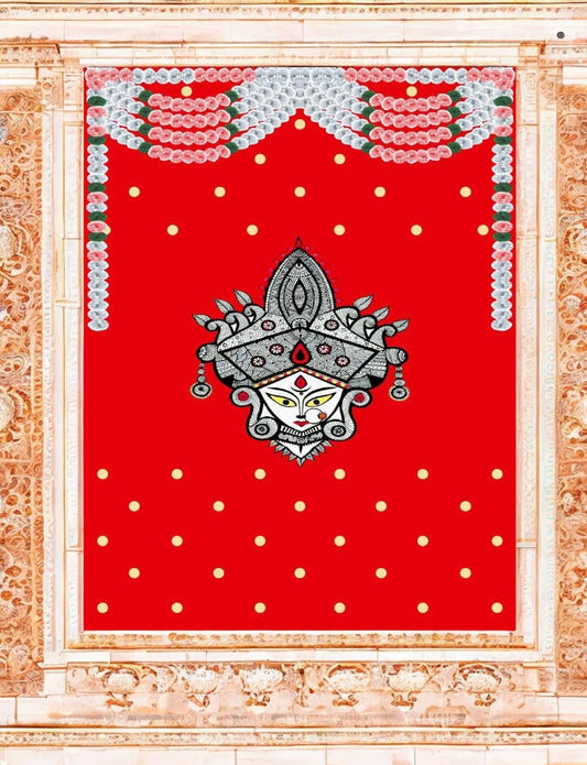 8x5 Feet Durga Fabric Reusable Backdrop Banner for Durga Pooja/Navratri