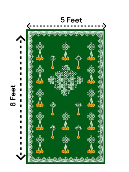 8x5 Feet Fabric Reusable Muggu or Kolam Backdrop Banner for Wedding, Seemantham Ceremony, Housewarming, any Auspicious occasions or pooja (AS1309)