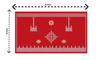 5x8 Feet Fabric Reusable Muggu or Kolam Backdrop Banner for Wedding, Seemantham Ceremony,Housewarming, any Auspicious occasions or pooja (AS1404)