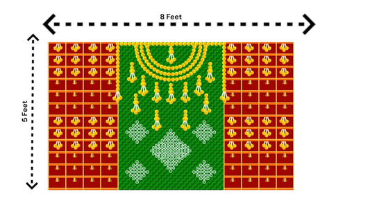 Traditional Indian Backdrop for Diwali, Wedding, Housewarming - 5 x 8 Feet Fabric Backdrop (AS1436)