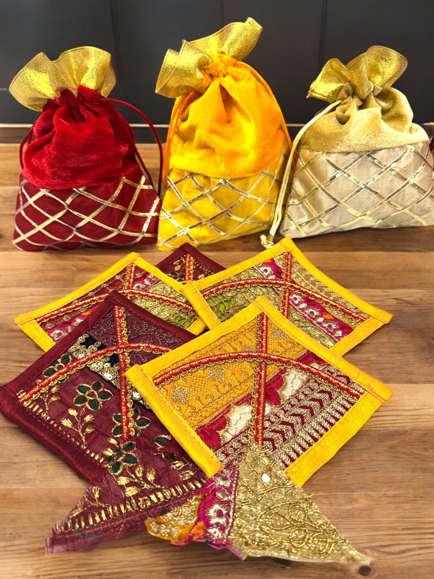 One Fabric Kite in Velvet Potli Gift Bag