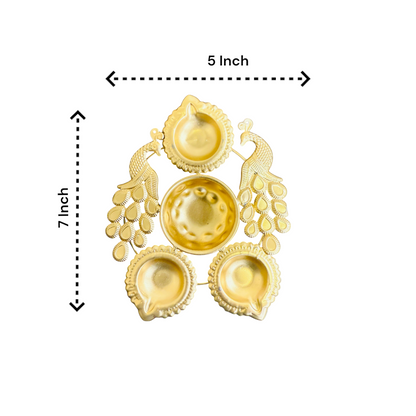 Small Peacock Urli with Tissue Potli Combo - Return Gifts for Housewarming, Diwali or Puja