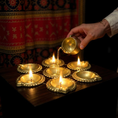 Small Diya Urli with Durga Paper Bags Combo - Return Gifts for Housewarming, Diwali or Puja