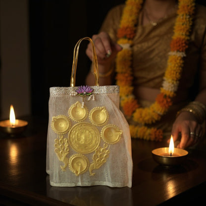 Small Peacock Urli with Tissue Bags Combo - Return Gifts for Housewarming, Diwali or Puja