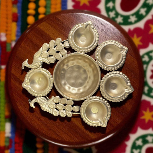 Small Peacock Urli with Tissue Bags Combo - Return Gifts for Housewarming, Diwali or Puja