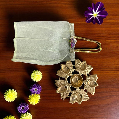 Small Lotus Urli with Tissue Bags Combo - Return Gifts for Housewarming, Diwali or Puja