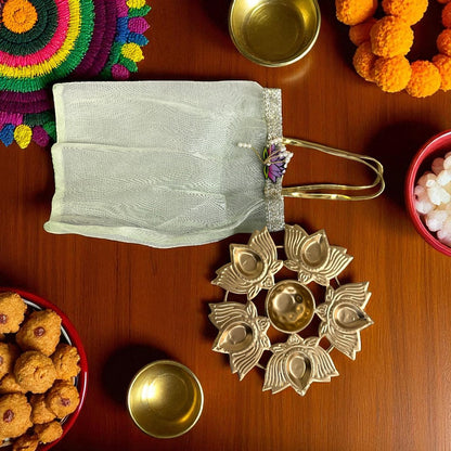 Lotus Urli with Tissue Bags Combo - Return Gifts for Housewarming, Diwali or Puja