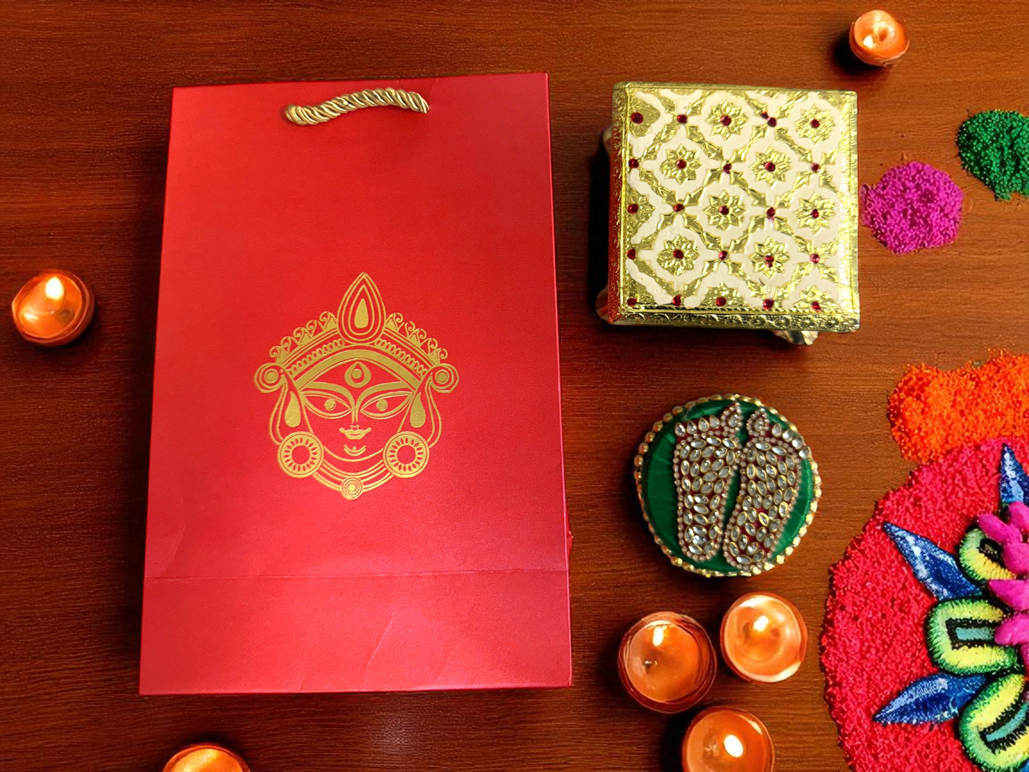 Ready to Give Combo of Laxmi Charan & Bajot in Durga Paper Bag