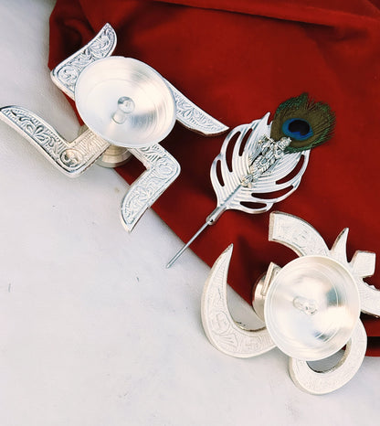 German Silver Flute Krishna Tilak Stick with Om & Swastik Diya