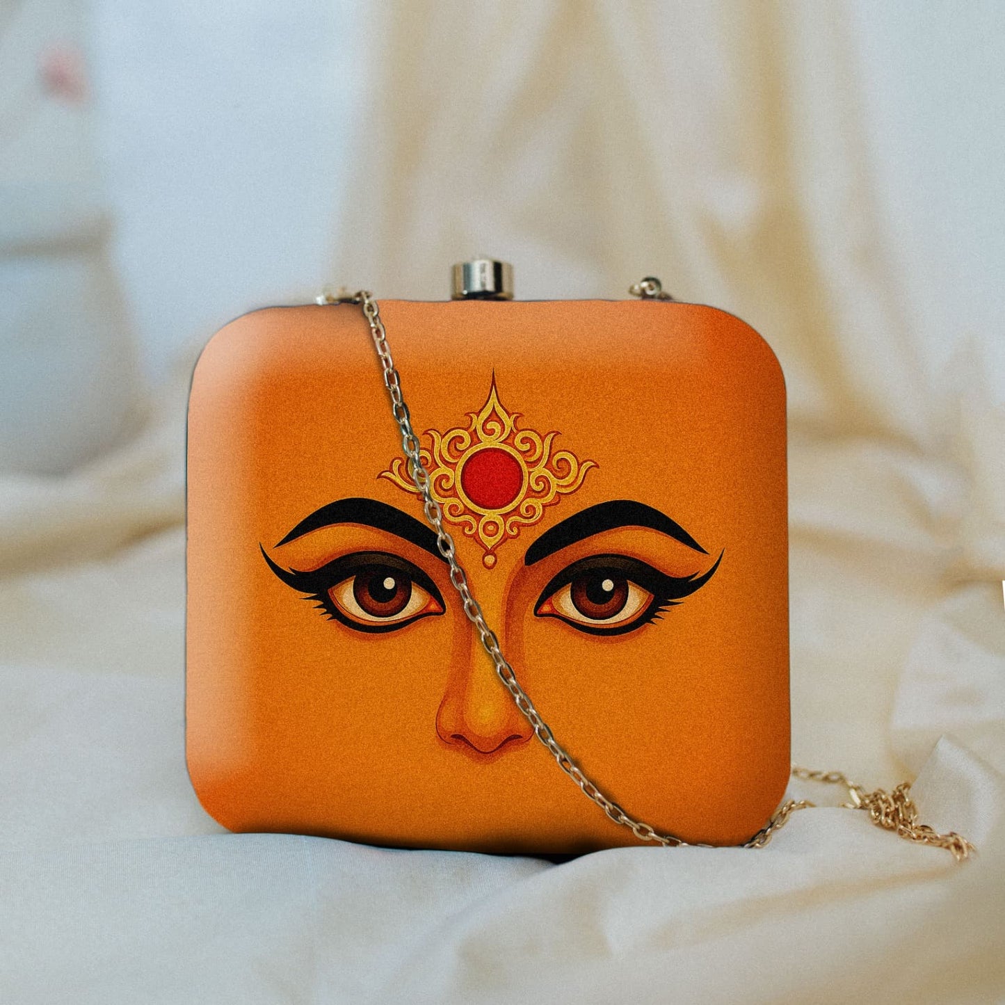 Durga Maa Portrait with Bindi Printed Clutch